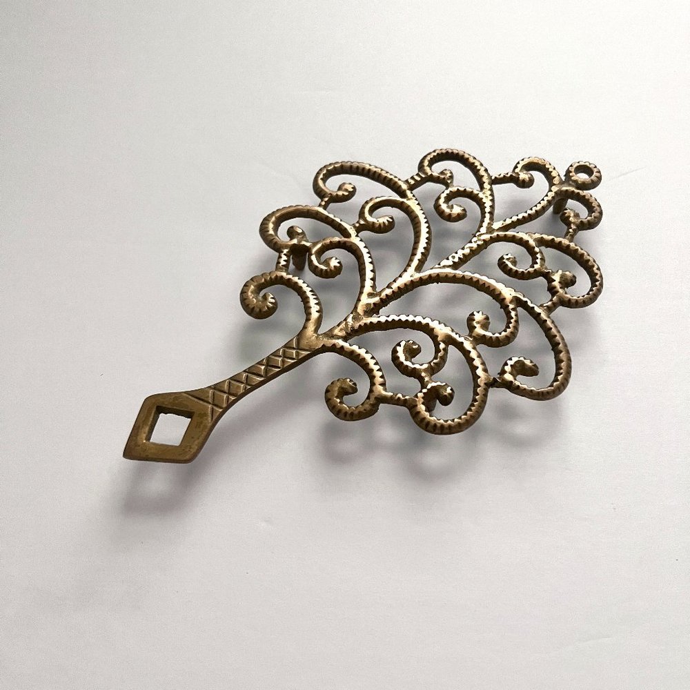Brass Trivet Tree Footed Tree of Life Metal Vintage Woodland Christmas